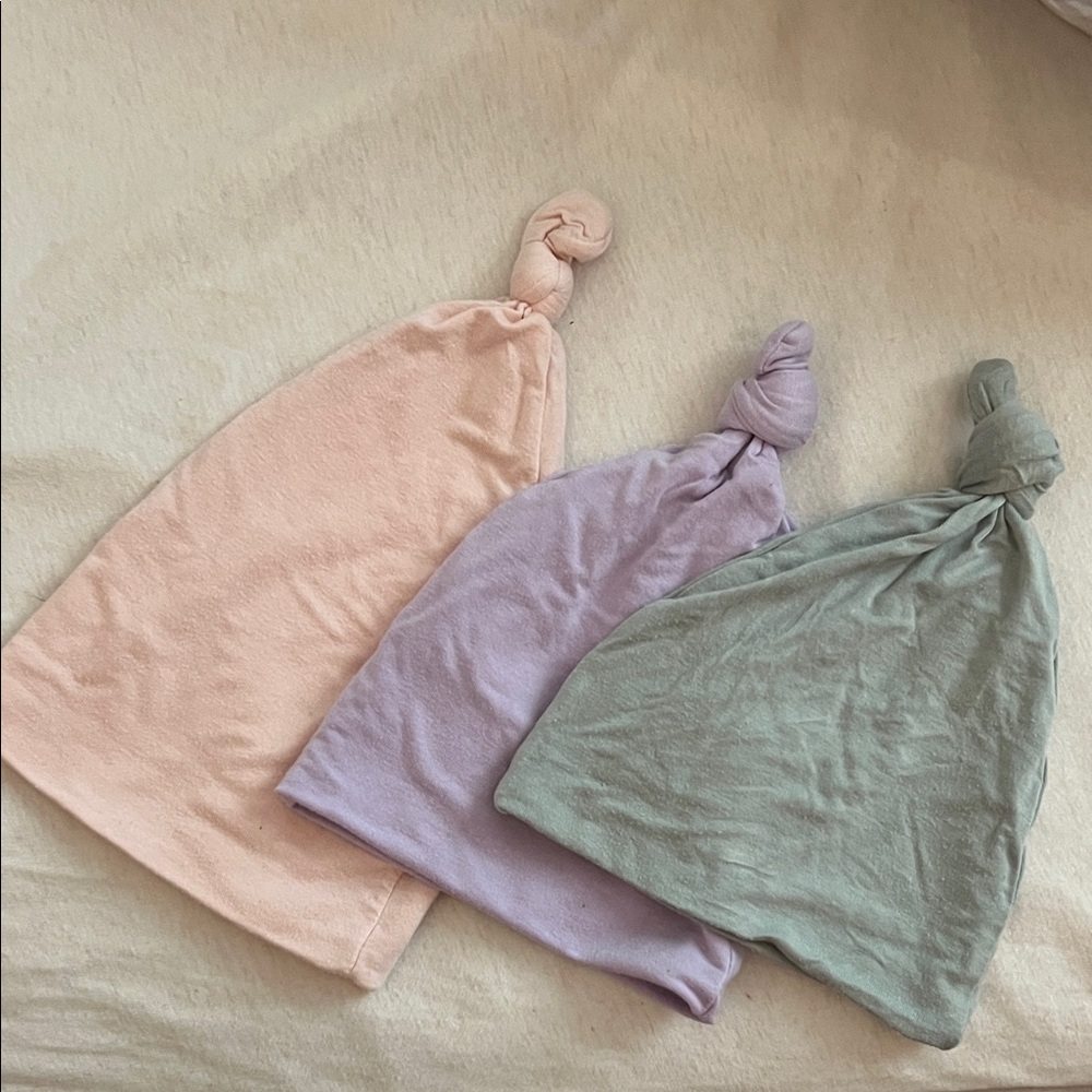 3 Lou Lou & Co knotted hatsPink, Lavender, and Mint
